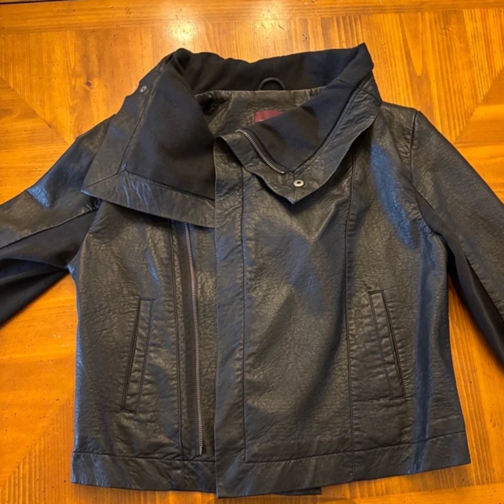 Black Faux Moto Leather Jacket